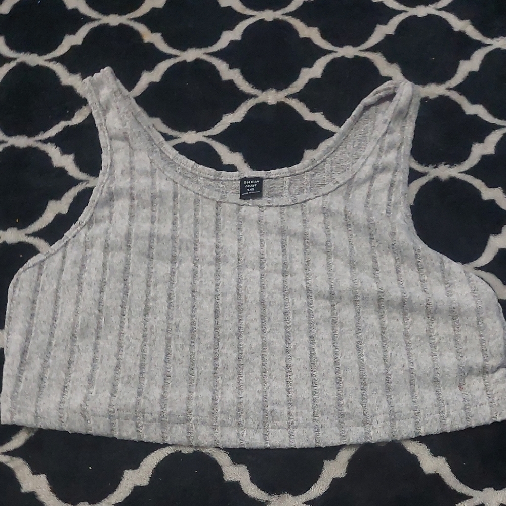 NEW shein Gray Ribbed Crop Top 1x